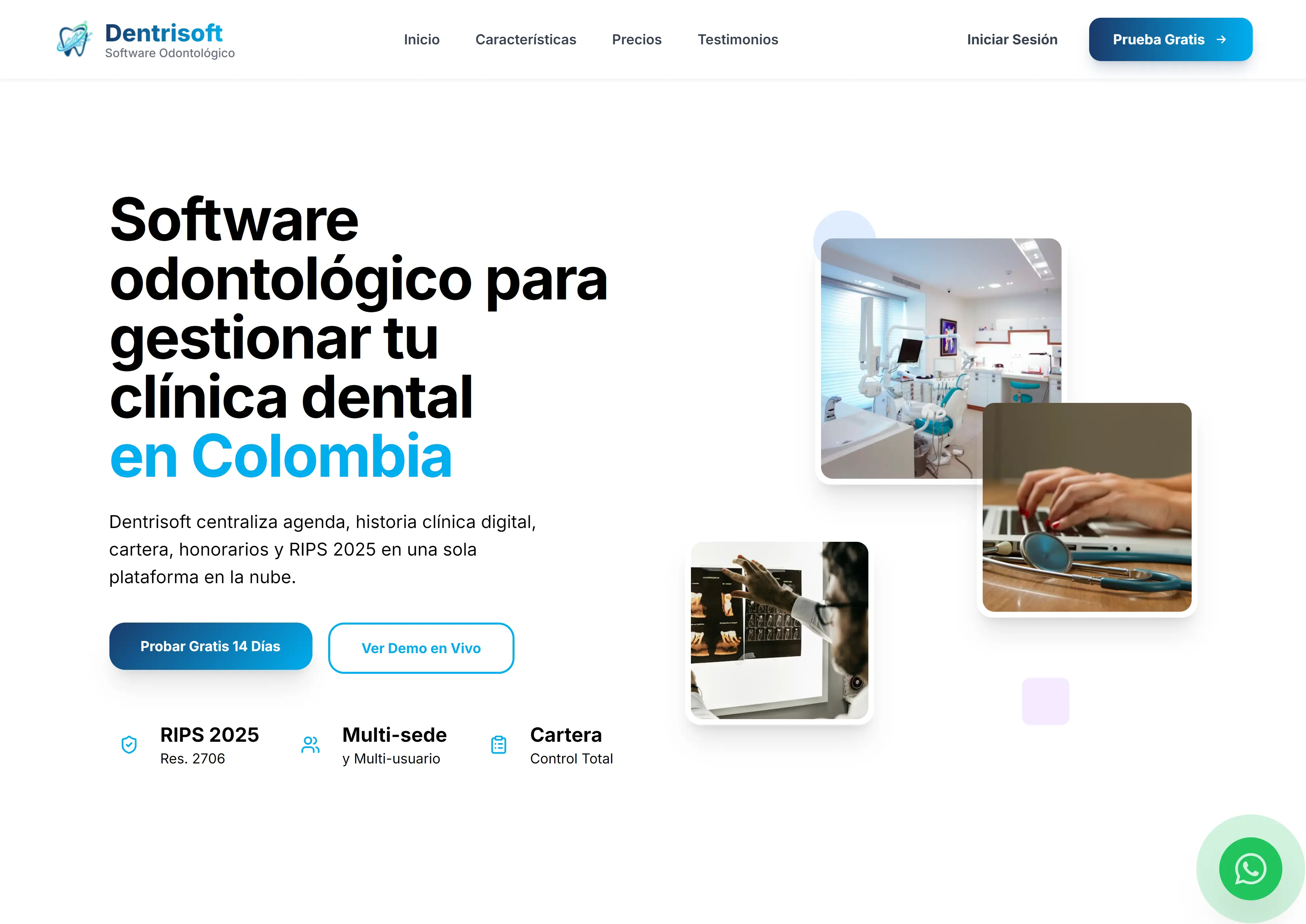 Captura de pantalla de DentriSoft — Software SaaS para clínicas dentales